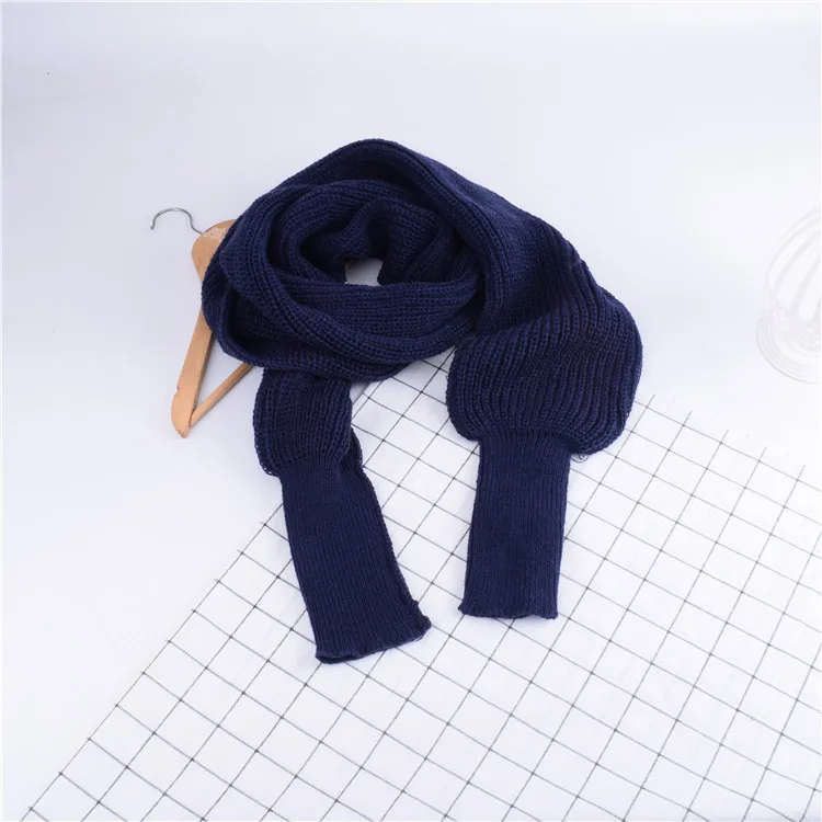 Autumn And Winter Wool Scarf  Men And Women's Long Neck Shawl With Sleeves Knitted Scarf display picture 14