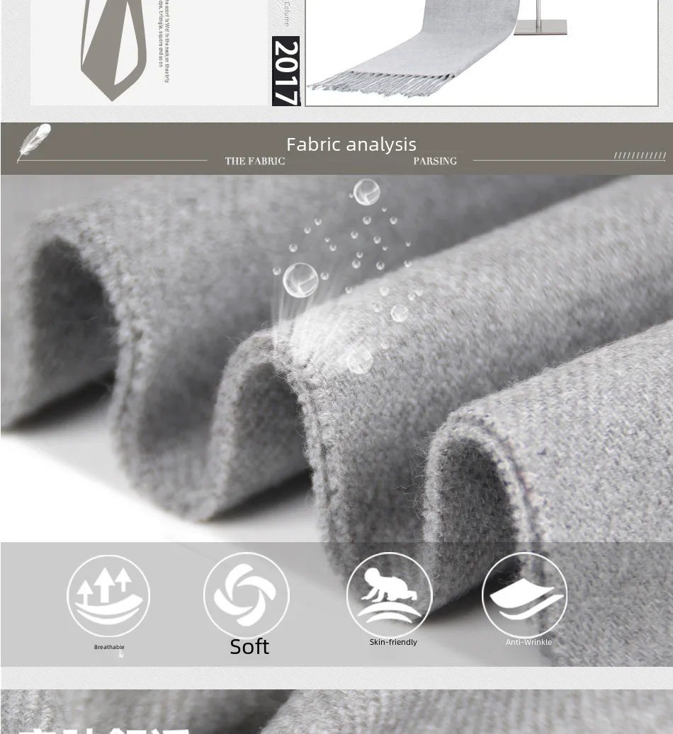 Autumn And Winter  Designed New Low Price Simple Color Men's Scarf Cashmere Tassel Scarf Gift display picture 1