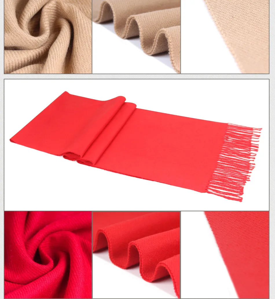 Autumn And Winter  Designed New Low Price Simple Color Men's Scarf Cashmere Tassel Scarf Gift display picture 5