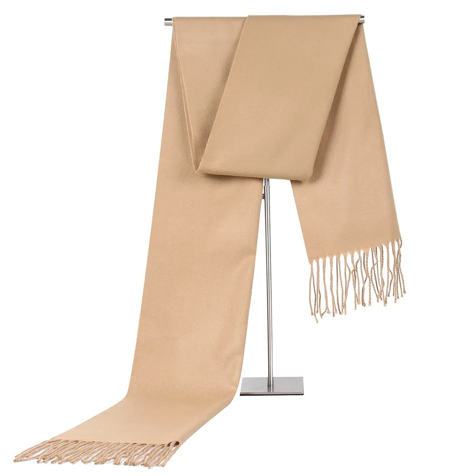 Autumn And Winter  Designed New Low Price Simple Color Men's Scarf Cashmere Tassel Scarf Gift display picture 6