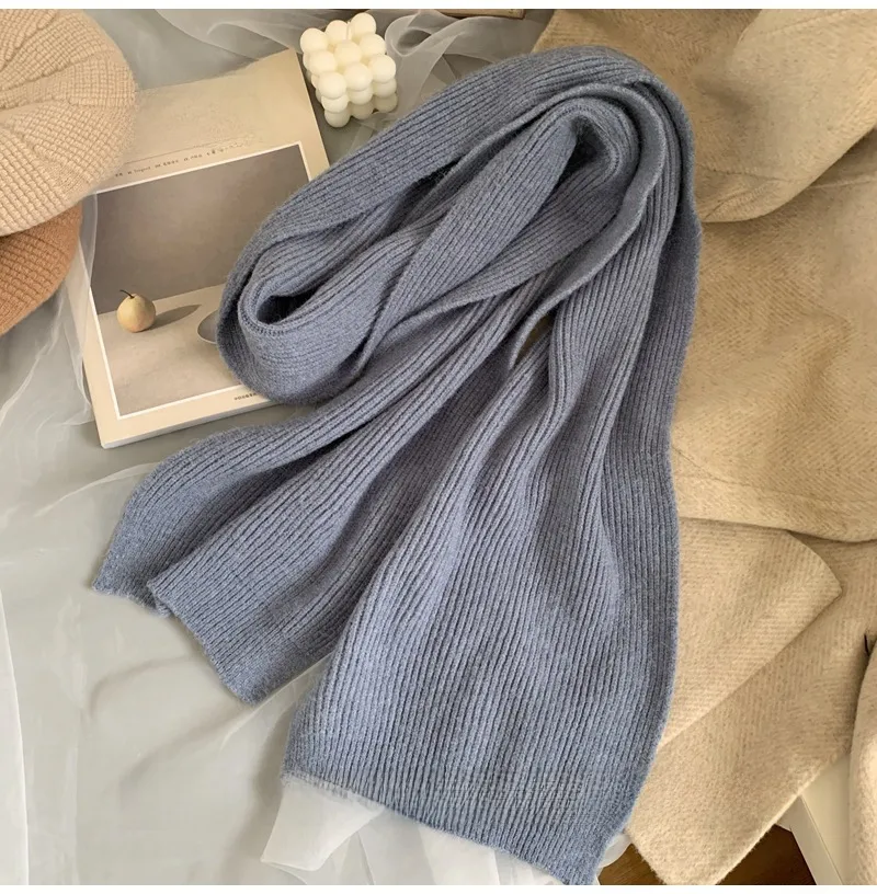 Korean-style  New Scarf Women's Winter  Soft Warm Knitted Thickened Instagram Style Fashionable Scarf For Students display picture 4