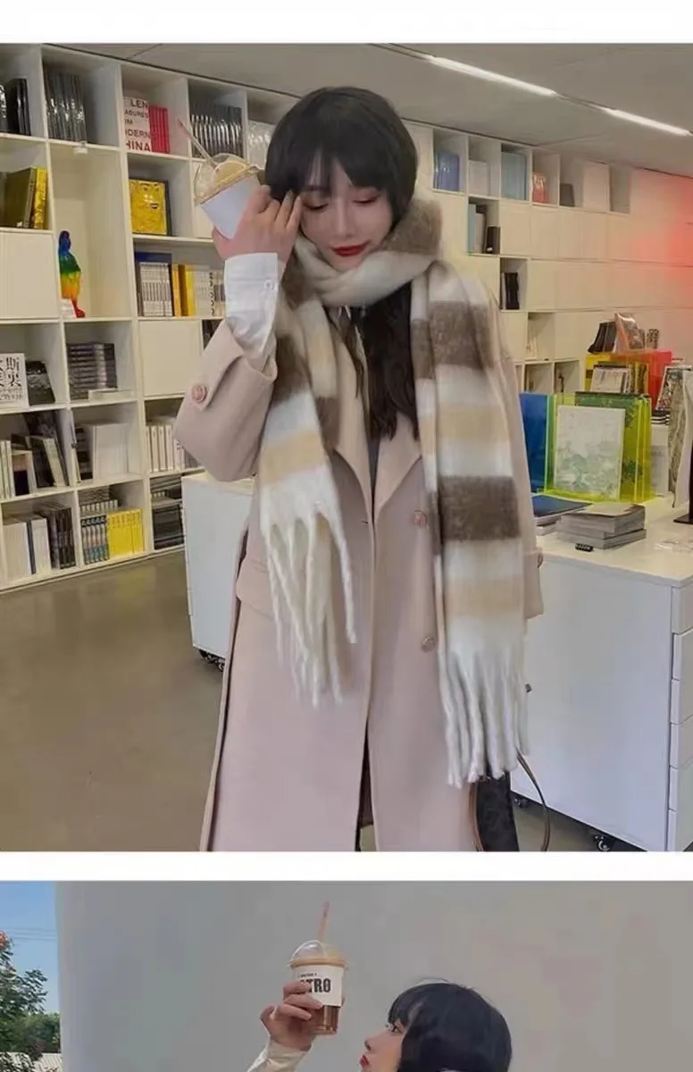 Rainbow Scarf Women's Winter Shawl Couple's Colorful Plaid Warm Thickened  Trendy Cute Girl Student display picture 1
