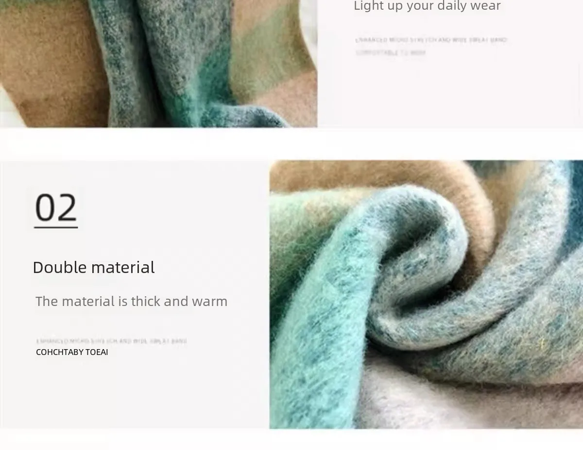 Rainbow Scarf Women's Winter Shawl Couple's Colorful Plaid Warm Thickened  Trendy Cute Girl Student display picture 17