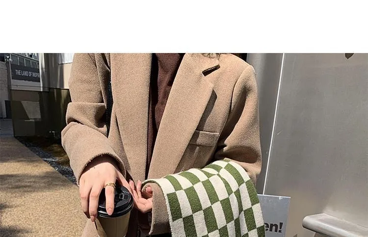 Scarf Women's Autumn And Winter Student's New Korean-style -style High-face Value Cute  Chessboard Warm Knitted Scarf display picture 13