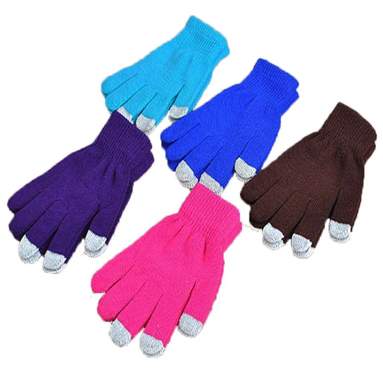 Autumn And Winter Plush Thick Touch Screen And Thin Acrylic Warm Cold-proof Knitted Wool Touch Screen Gloves Wholesale display picture 1