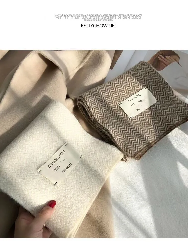 Korean Style Simple  Wool Scarf Women's Autumn And Winter Fashion New Japanese Style  Student Knitted Scarf Couple display picture 1