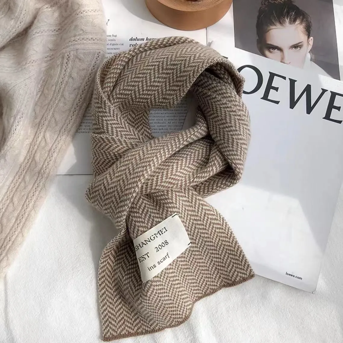 Korean Style Simple  Wool Scarf Women's Autumn And Winter Fashion New Japanese Style  Student Knitted Scarf Couple display picture 5