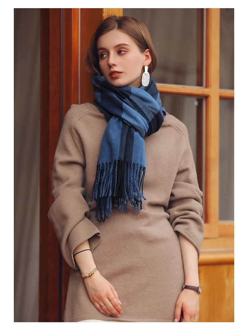 Deqing Siyue  Scarf New Autumn And Winter Thickened Warm Cashmere Scarf Plaid Printed Autumn And Winter Scarf For Women display picture 2