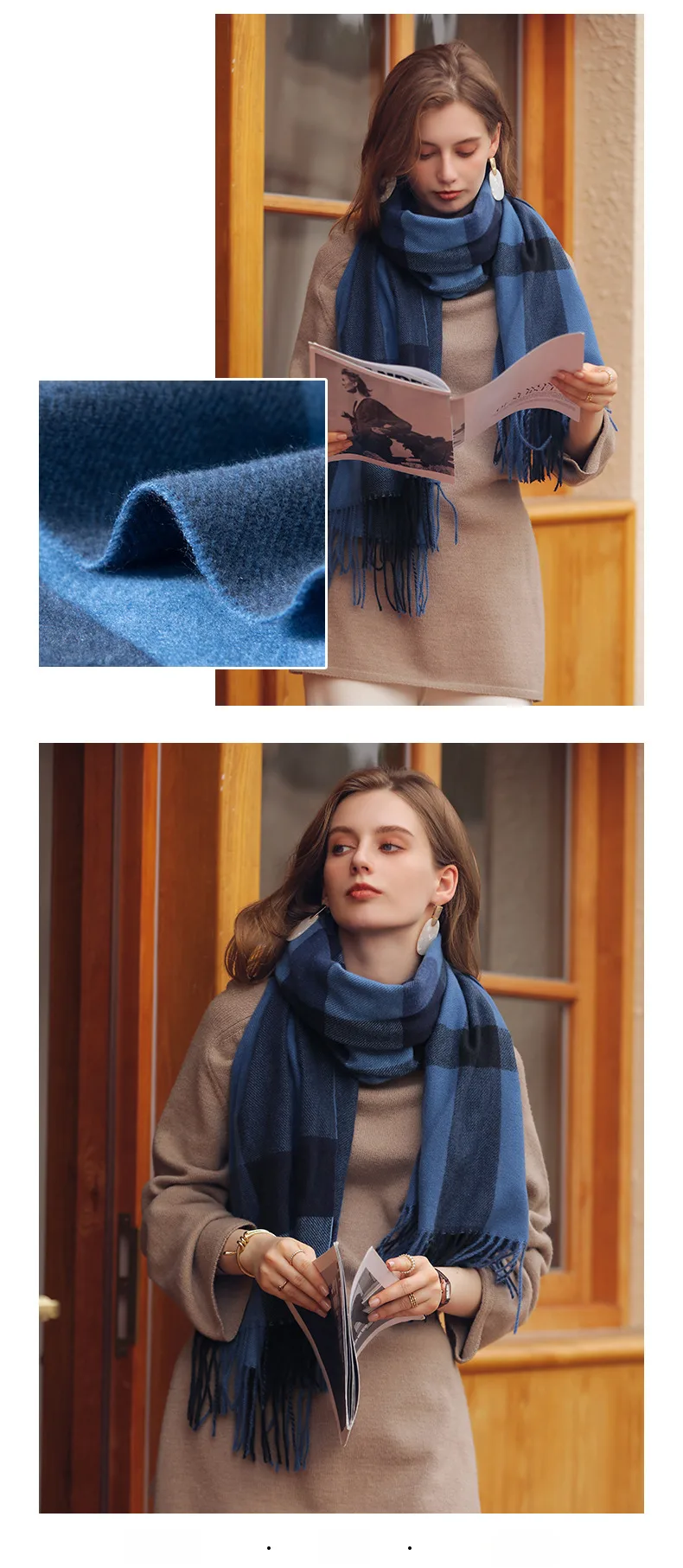 Deqing Siyue  Scarf New Autumn And Winter Thickened Warm Cashmere Scarf Plaid Printed Autumn And Winter Scarf For Women display picture 5