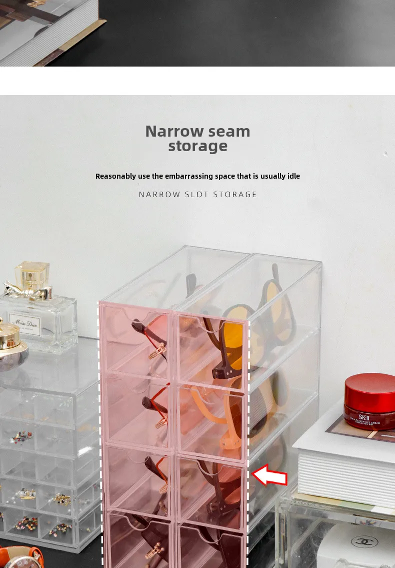 New Sunglasses Box Internet-famous Glasses Storage Box Acrylic Transparent 4-layer Display Rack Dust-proof Colored Contact Glasses display picture 9