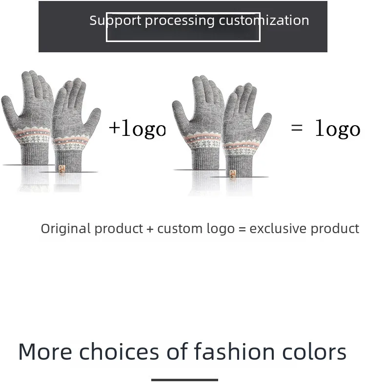 Direct  Knitted Gloves Women's Warm Winter Double Fleece Padded Wool Jacquard Student Touch Screen Gloves display picture 4