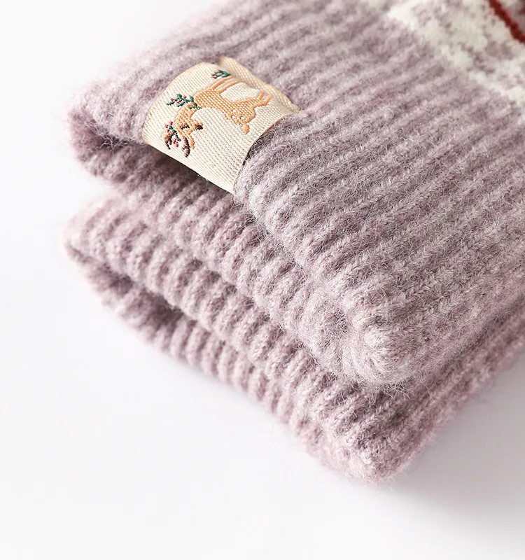 Direct  Knitted Gloves Women's Warm Winter Double Fleece Padded Wool Jacquard Student Touch Screen Gloves display picture 10