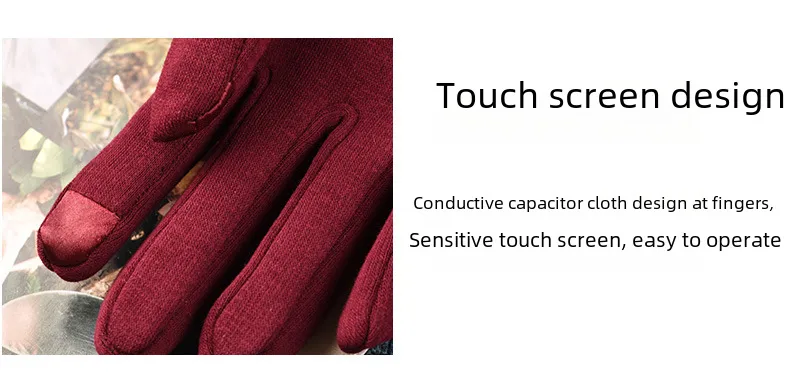 Beautiful Symbol   Classic Women's Non-inverted Velvet Four-button Velvet-lined Thickened Cycling Touch Screen Warm Gloves display picture 8