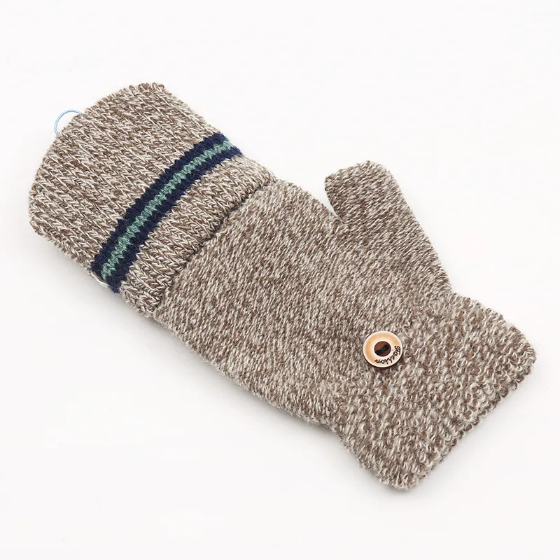 Korean Version Of The New Trend Men's Children's Striped Half Finger Flip Gloves Winter Travel Warm  Wholesale display picture 8