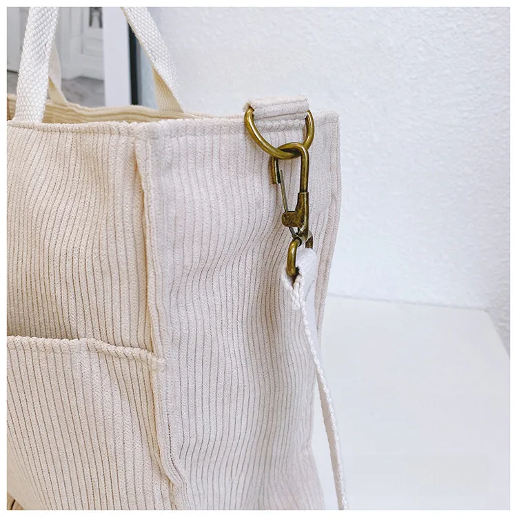 Japanese Style Original Design Commuter Thickened Corduroy Art College Student Handbag Computer Bag Shoulder Crossbody Bag display picture 9