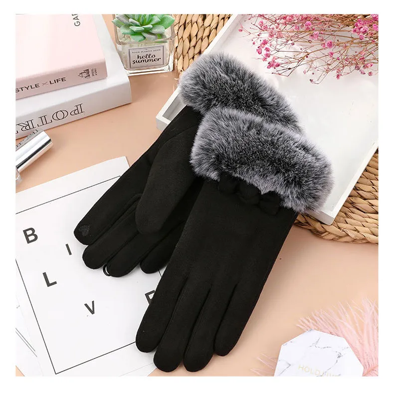 Wholesale And Retail German Velvet Gloves Korean Version Of Wool Mouth Thickened Warm Gloves Outdoor Riding Ladies Plus Velvet Gloves Wool Mouth display picture 10