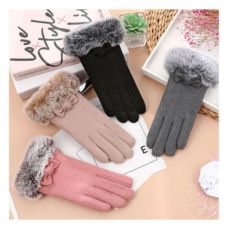 Wholesale And Retail German Velvet Gloves Korean Version Of Wool Mouth Thickened Warm Gloves Outdoor Riding Ladies Plus Velvet Gloves Wool Mouth display picture 11