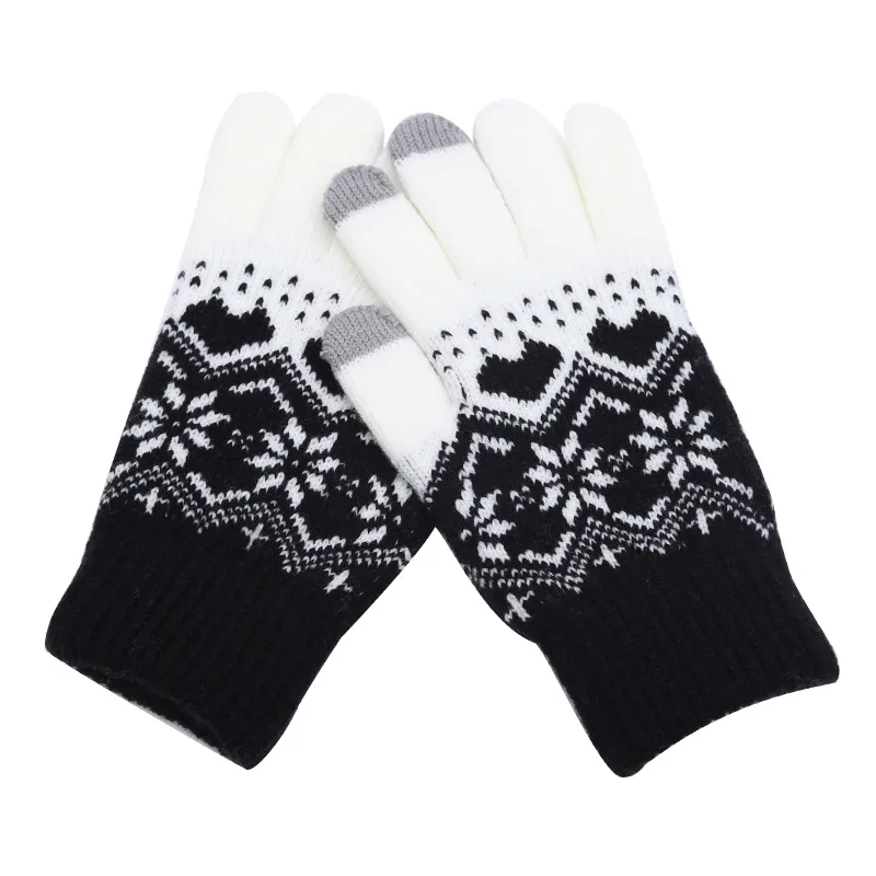 New Winter Cold Plus Velvet KT Cat Jacquard Ladies Finger Knitted Warm Autumn And Winter Touch Screen Gloves Wholesale display picture 7