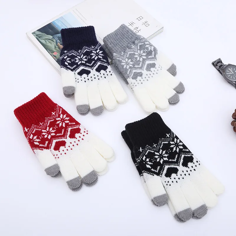 New Winter Cold Plus Velvet KT Cat Jacquard Ladies Finger Knitted Warm Autumn And Winter Touch Screen Gloves Wholesale display picture 8