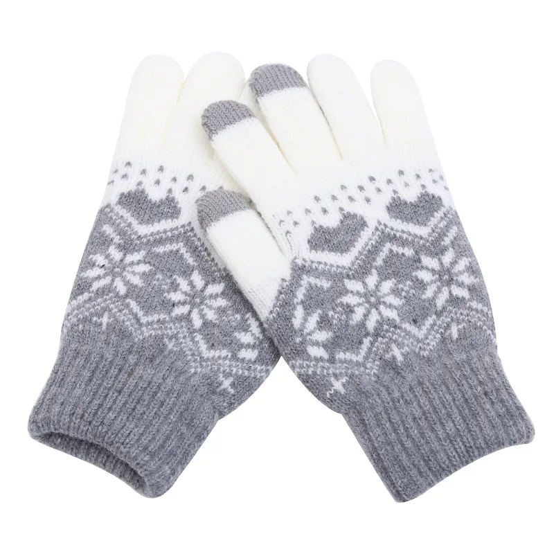 New Winter Cold Plus Velvet KT Cat Jacquard Ladies Finger Knitted Warm Autumn And Winter Touch Screen Gloves Wholesale display picture 9