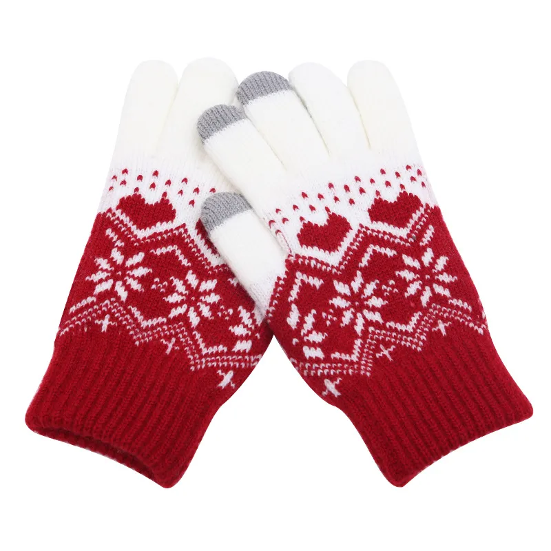 New Winter Cold Plus Velvet KT Cat Jacquard Ladies Finger Knitted Warm Autumn And Winter Touch Screen Gloves Wholesale display picture 10