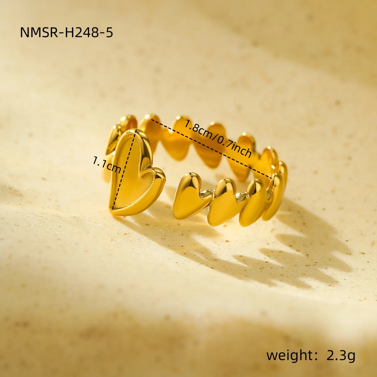 Classic Style Heart Shape 304 Stainless Steel Women's Adjustable Ring Charm Rings Open Rings display picture 15