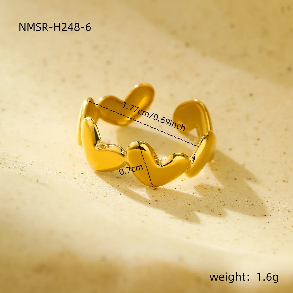 Classic Style Heart Shape 304 Stainless Steel Women's Adjustable Ring Charm Rings Open Rings display picture 16