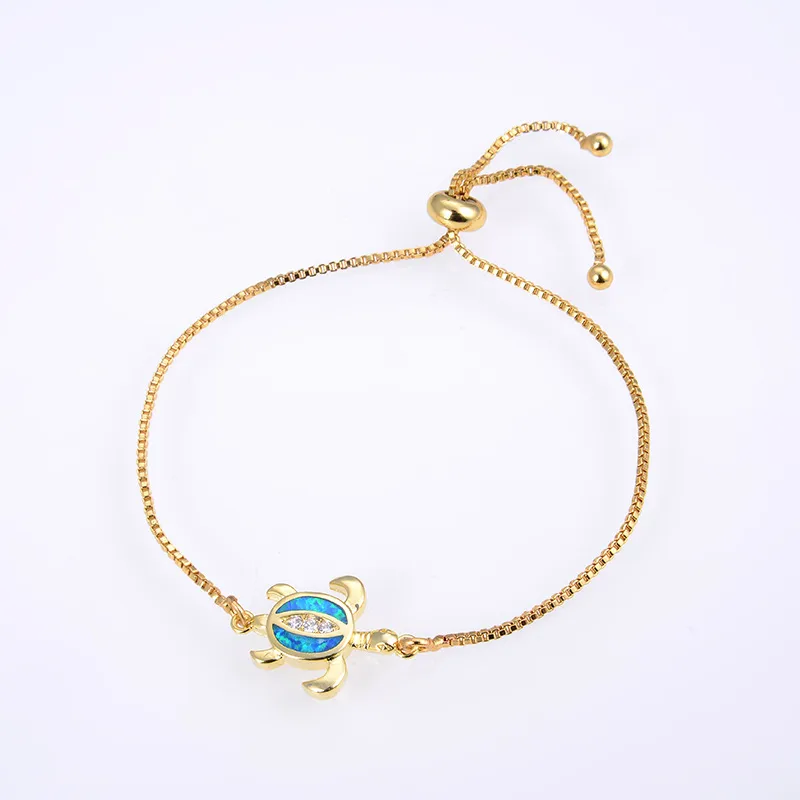 Copper 18K Gold Plated Polishing Plating Inlay Tortoise Opal Zircon Charms Bracelets display picture 11