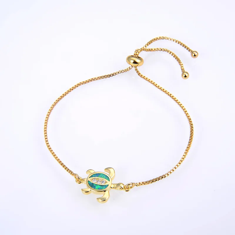 Copper 18K Gold Plated Polishing Plating Inlay Tortoise Opal Zircon Charms Bracelets display picture 14