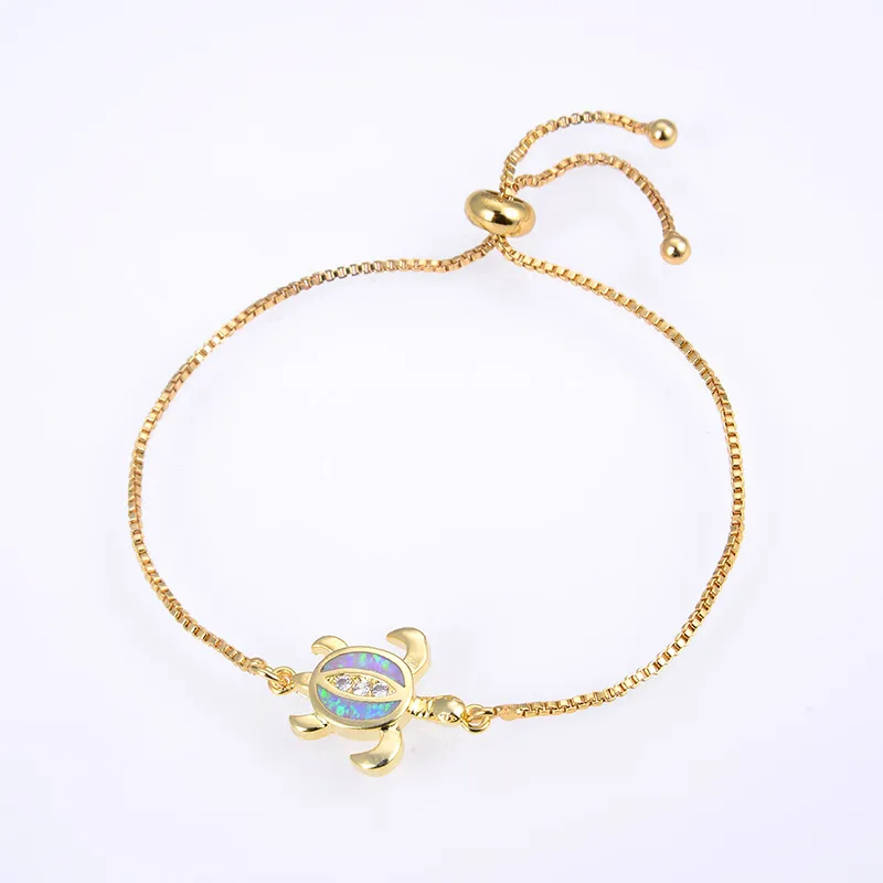 Copper 18K Gold Plated Polishing Plating Inlay Tortoise Opal Zircon Charms Bracelets display picture 13