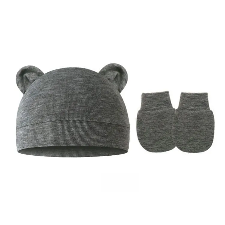 Baby Pullover Cap  Ears Baby Hat Newborn Tire Cap Anti-scratch Gloves 2-piece Set display picture 8