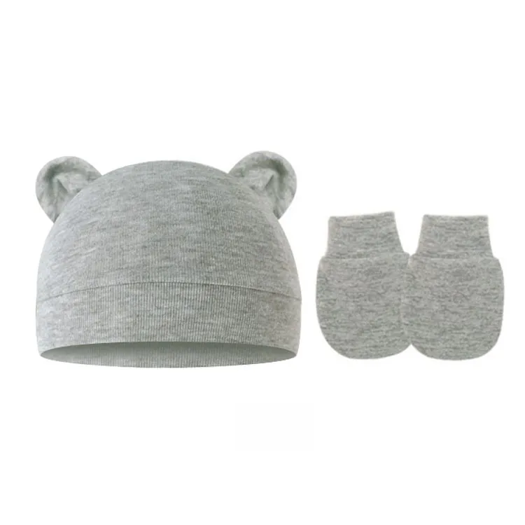 Baby Pullover Cap  Ears Baby Hat Newborn Tire Cap Anti-scratch Gloves 2-piece Set display picture 16