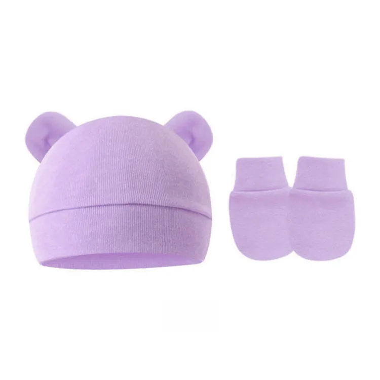 Baby Pullover Cap  Ears Baby Hat Newborn Tire Cap Anti-scratch Gloves 2-piece Set display picture 24