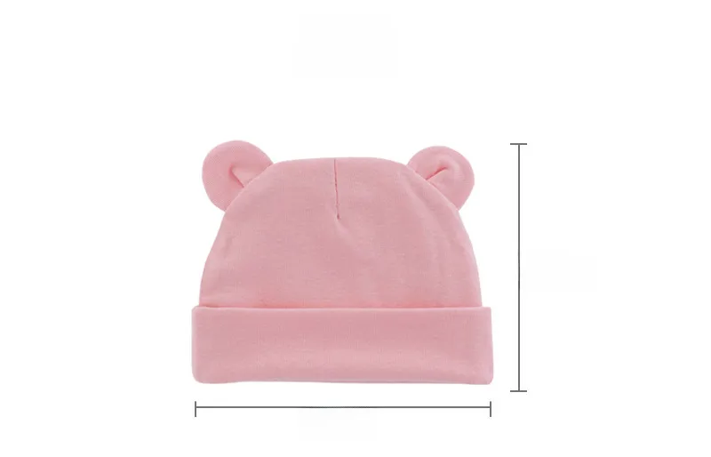 New Infant Fetal Cap Newborn Head Cap Solid Color Ear  Hat Boys And Girls Baby Hat A54 display picture 2
