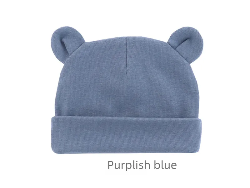 New Infant Fetal Cap Newborn Head Cap Solid Color Ear  Hat Boys And Girls Baby Hat A54 display picture 4