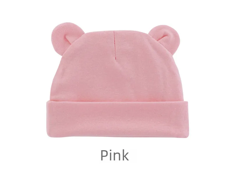 New Infant Fetal Cap Newborn Head Cap Solid Color Ear  Hat Boys And Girls Baby Hat A54 display picture 5