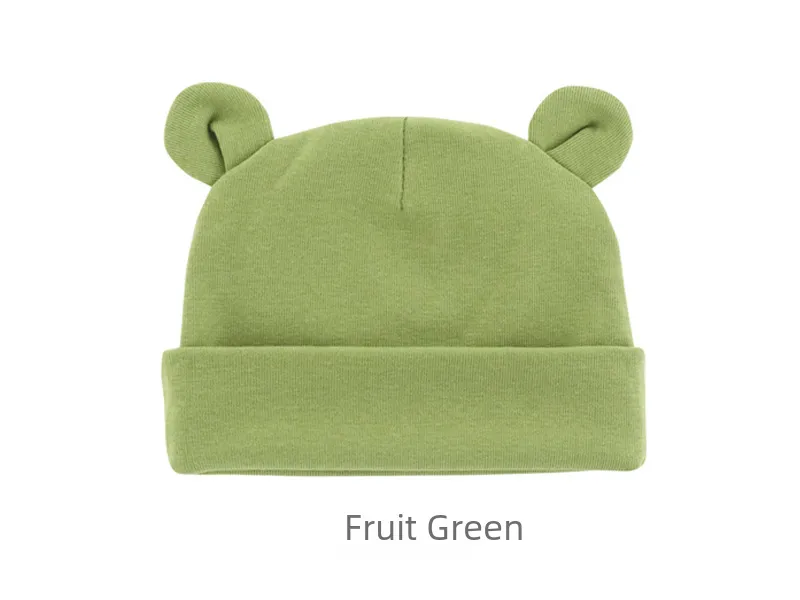 New Infant Fetal Cap Newborn Head Cap Solid Color Ear  Hat Boys And Girls Baby Hat A54 display picture 6
