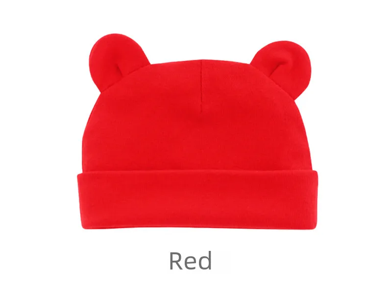 New Infant Fetal Cap Newborn Head Cap Solid Color Ear  Hat Boys And Girls Baby Hat A54 display picture 8