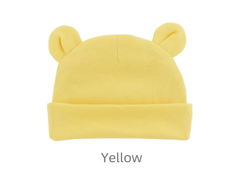 New Infant Fetal Cap Newborn Head Cap Solid Color Ear  Hat Boys And Girls Baby Hat A54 display picture 9