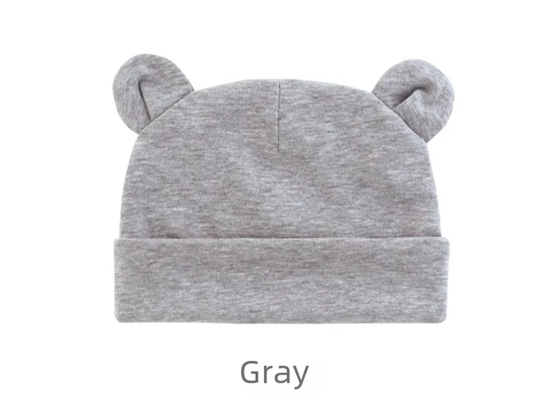 New Infant Fetal Cap Newborn Head Cap Solid Color Ear  Hat Boys And Girls Baby Hat A54 display picture 10