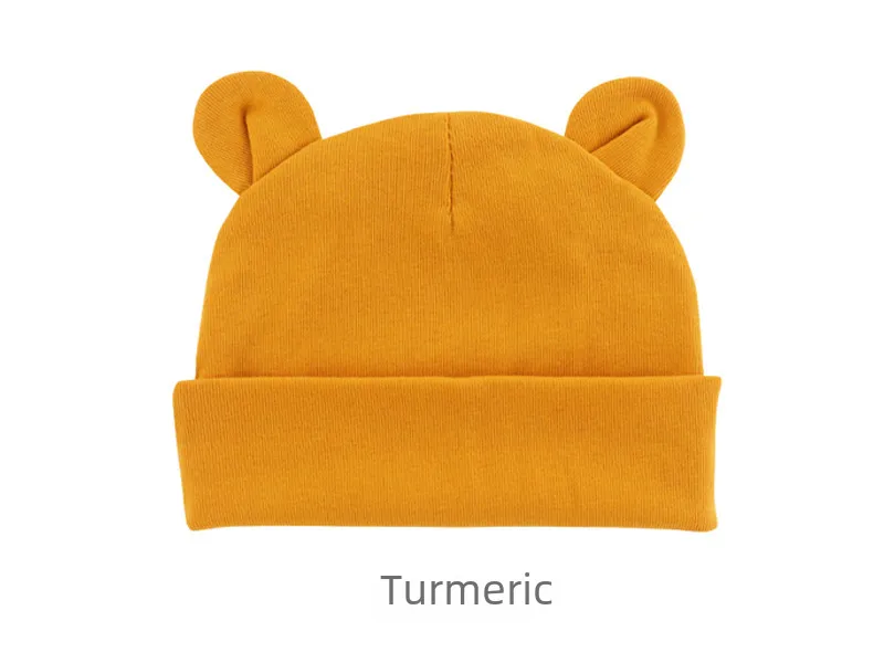 New Infant Fetal Cap Newborn Head Cap Solid Color Ear  Hat Boys And Girls Baby Hat A54 display picture 11