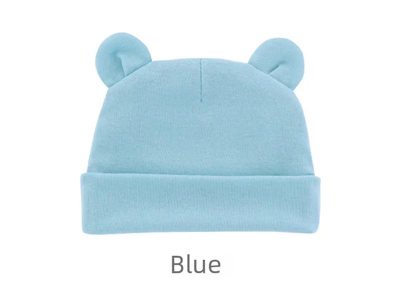 New Infant Fetal Cap Newborn Head Cap Solid Color Ear  Hat Boys And Girls Baby Hat A54 display picture 13