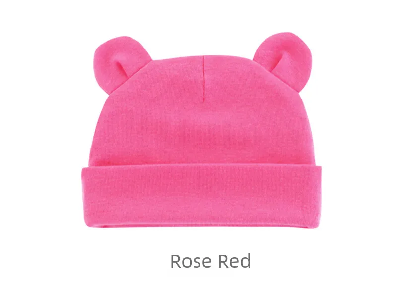 New Infant Fetal Cap Newborn Head Cap Solid Color Ear  Hat Boys And Girls Baby Hat A54 display picture 14