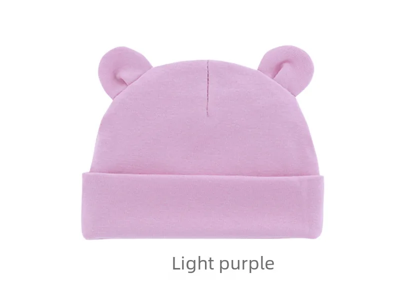 New Infant Fetal Cap Newborn Head Cap Solid Color Ear  Hat Boys And Girls Baby Hat A54 display picture 17