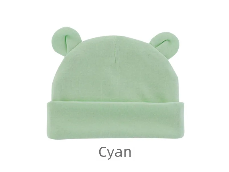 New Infant Fetal Cap Newborn Head Cap Solid Color Ear  Hat Boys And Girls Baby Hat A54 display picture 18