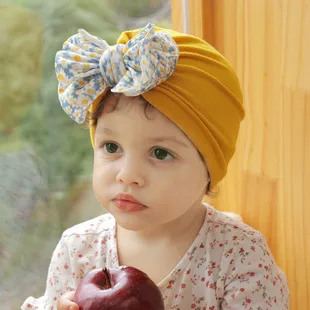 Seasonal New Thread Baby Headwear Children's Bow Turtleneck Hat Baby Indian Hat display picture 7