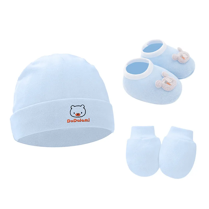 Newborn Baby Cap Baby Hat Baby Gloves Baby Shoes Three-piece Set 892 display picture 4