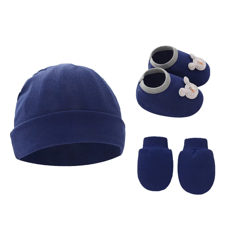 Newborn Baby Cap Baby Hat Baby Gloves Baby Shoes Three-piece Set 892 display picture 6