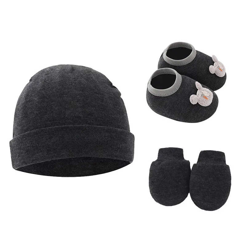 Newborn Baby Cap Baby Hat Baby Gloves Baby Shoes Three-piece Set 892 display picture 7