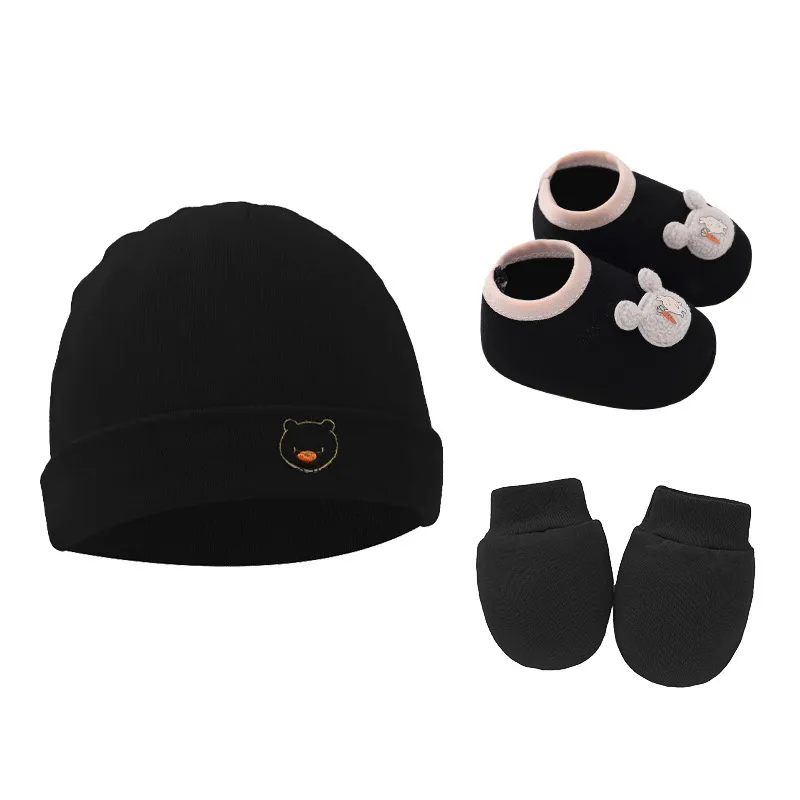 Newborn Baby Cap Baby Hat Baby Gloves Baby Shoes Three-piece Set 892 display picture 8
